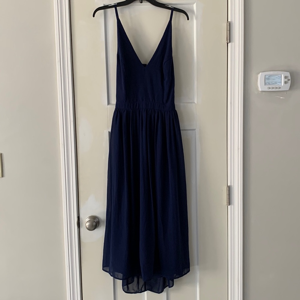 Asos open back midi length navy dress. New with tags!